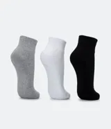 Kit de tres pares de medias deportivas negras de caña corta con suela de rizo.