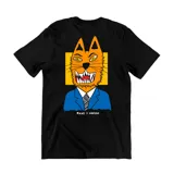 Remera de algodón color gris melange, con cuello redondo y manga corta. Presenta un pequeño estampado frontal en el pecho que representa una lata de aerosol con detalles coloridos.