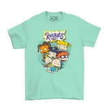 Remera de algodón color verde menta con estampado frontal de los personajes de la serie animada Rugrats.