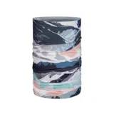 Bufanda tubular multifuncional Buff, modelo Original Ecostretch, con diseño estampado abstracto en tonos azules, grises, blancos y rosados. Tejido elástico y transpirable.