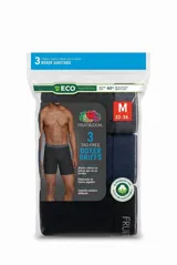 Pack de tres boxer briefs Fruit of the Loom, de diseño ajustado con cintura elástica afelpada y sin etiquetas.