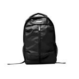 Mochila deportiva Hi-Tec modelo Hero Waterproof, color negro, con diseño impermeable, compartimento principal con cierre vertical, bolsillos laterales de red y asa superior acolchada.