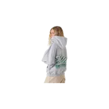 Hoodie oversize gris melange de la marca Eme Studios, con capucha y estampado gráfico en la espalda en tonos verdes y grises.