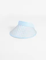 Visera con estampado a cuadros en tonos verde y blanco, con banda frontal blanca. El tamaño es ajustable.