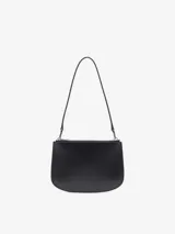 Cartera bandolera Diesel modelo 1DR Twin de cuero vacuno negro, con doble compartimento con cierre, correas desmontables y ajustables, y el distintivo logo Oval D en relieve en el frente.