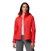 Campera cortaviento Columbia Switchback IV Jacket para mujer, de color rojo, con tecnología Omni-Shield repelente al agua y manchas, cuello alto y capucha desmontable.