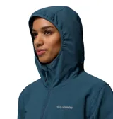 Campera cortaviento Columbia Trailborne Jacket con tecnología Omni-Shield color azul, con capucha ajustable, cierre frontal y bolsillos laterales con cierre.