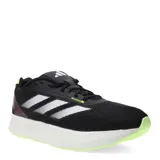 Championes Adidas Duramo SL color negro con detalles en blanco y suela blanca con detalles en verde.
