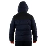 Campera puffer Diadora color verde oscuro con capucha y cierre frontal con botones a presión.