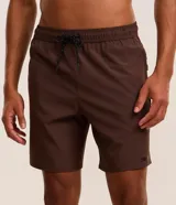 Bermuda deportiva Get Over de color beige, con cintura elástica, cordón ajustable contrastante, bolsillo trasero y pequeña estampa localizada.