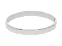 Esclava rígida de acero plateado, de forma ovalada y cierre a presión.