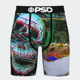 Calzoncillos bóxer de hombre PSD con estampado de calavera y diseño multicolor.