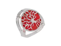 Anillo de plata 925 con diseño reversible de árbol y pasta de coral.