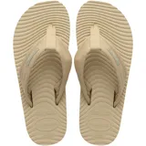 Ojotas Havaianas Surfer Coast color beige, con tiras de tela y suela texturizada.