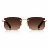 Lentes de sol Milano con armazón metálico dorado y cristales rectangulares en tono marrón degradé.