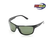 Lentes de sol MDQ modelo Ulhi, con montura rectangular negra y lentes verdes.