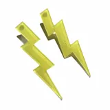 Aros colgantes con forma de rayo, color azul con glitter.