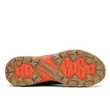 Championes de senderismo Merrell modelo Speed Strike 2 Waterproof, color verde oliva con detalles en naranja y suela marrón. Diseño técnico con malla y cuero sintético, membrana impermeable y suela de goma de alta tracción.