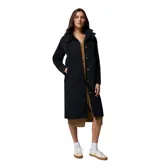 Impermeable Columbia modelo Amaze Trench Rain de color negro, con capucha desmontable y cierre frontal de botones.