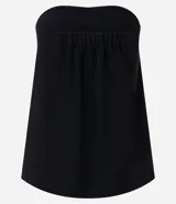 Blusa negra sin breteles confeccionada en poliéster y elastano.