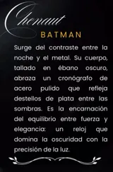 Reloj cronógrafo de la colección Imperial, con caja de madera de ébano oscuro y bisel técnico. La esfera negra presenta subdiales con textura de madera natural, indicador de fase lunar y fechador. La malla combina eslabones de acero inoxidable pulido con madera de ébano, ofreciendo un diseño sofisticado y resistente.