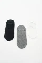 Pack de tres pares de medias invisibles Avolov, una negra, una gris y una blanca.