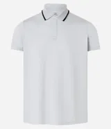 Remera polo de hombre de manga corta, color blanco con detalles en contraste en el cuello, confeccionada en tejido transpirable con tecnología dry y tacto helado.
