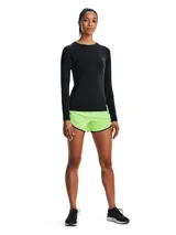 Short deportivo Under Armour Fly By Elite 3 de color verde lima, con cintura elástica y detalles en negro en los bordes.