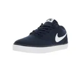 Championes Nike SB Check Solar Canvas de corte bajo, confeccionados en lona resistente de color negro. Presentan el icónico logo Swoosh en contraste blanco en los laterales y una suela de goma vulcanizada blanca que proporciona excelente agarre y durabilidad.