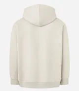 Saco con capucha color gris oscuro, con cordón ajustable, bolsillo canguro y mangas largas con puños ajustados. Confeccionado en algodón con felpa.