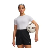 Remera deportiva de compresión Under Armour Heatgear, color blanco, de manga corta, cuello redondo y ajuste ceñido al cuerpo.
