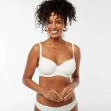 Sujetador blanco de microfibra con aro y breteles regulables.