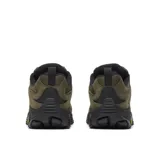 Championes de trekking Merrell Moab 3, color verde militar, confeccionados con parte superior de piel de ante de cerdo y malla transpirable, con suela Vibram y refuerzos de goma.