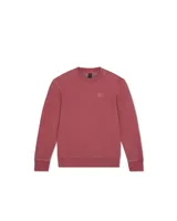 Buzo color ladrillo con cuello redondo, puños y cintura acanalados, y logo bordado en el pecho.