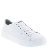 Zapatos de hombre Freeway King Casual, de cuero sintético blanco, con cordones y suela plana.