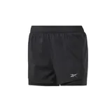 Short de running Reebok de mujer, color negro, con calza interior de compresión y logo reflectivo.
