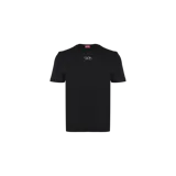 Remera Diesel modelo T-Adjust-Od de cuello redondo y manga corta, color negro, con detalle de placa metálica con el logotipo de la marca en el pecho.