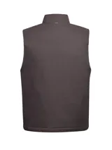 Chaleco de algodón canvas orgánico con cierre frontal completo, cuello alto y dos bolsillos frontales tipo parche. Presenta un diseño robusto con forro interior de franela y relleno térmico, ideal para actividades al aire libre o uso urbano.