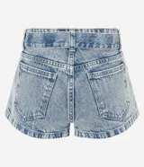 Short micro de jean con tiro bajo, trabillas, bolsillos y detalle de tachuelas aplicadas en el borde inferior. Confeccionado en 100% algodón de la marca Blue Steel.