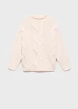 Chaleco de punto grueso con diseño trenzado, cuello perkins y corte oversize.