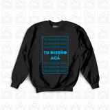 Buzo de cuello redondo y manga larga, de color negro, diseñado para personalización con estampados.