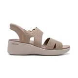 Sandalias Skechers Hands Free Slip-ins: Pier-Lite - Slip On By, color beige, con capellada tejida, plantilla acolchada y suela de plataforma.