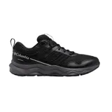 Championes Columbia Plateau Waterproof de color negro, diseñados para actividades al aire libre y senderismo. Presentan una construcción resistente al agua con una combinación de malla transpirable y refuerzos sintéticos, junto con una entresuela acolchada para mayor confort y tracción.