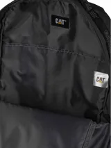 Mochila gris oscuro de poliéster ripstop, con compartimento principal amplio, bolsillo frontal con cremallera y panel organizador, bolsillos laterales de malla y detalles reflectantes con el logotipo de la marca.