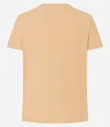 Remera de algodón color mostaza, con cuello en V y mangas cortas.