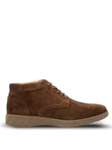 Botas tipo chukka Hush Puppies modelo Spinal City, confeccionadas en cuero gamuzado color chocolate. Presentan cierre mediante cordones al tono, costuras reforzadas y suela de poliuretano con tecnología Spinal para mayor amortiguación y tracción.