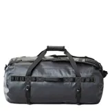 Bolso de viaje Rip Curl modelo Surf Series de 60 litros, color negro con costuras y logo circular verde en el frente. Cuenta con asas de mano y correas de transporte ajustables.