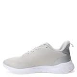Championes deportivos Topper modelo Strong Pace III, color gris claro con detalles en rosa y suela blanca. Presentan un diseño de malla transpirable con refuerzos sintéticos y cierre mediante cordones.