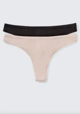 Pack de dos bombachas tipo colaless de doble tira, una en color beige y otra en negro.