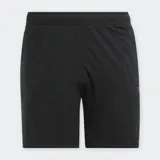 Short deportivo negro de tejido elástico, ideal para entrenamiento.
